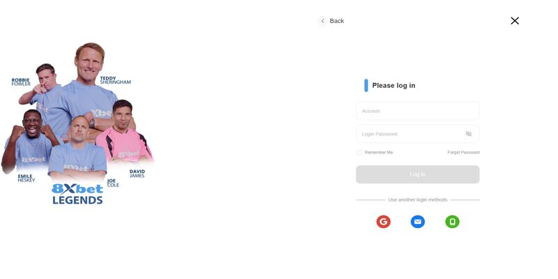 Giao diện đăng nhập 8xBet chính thức